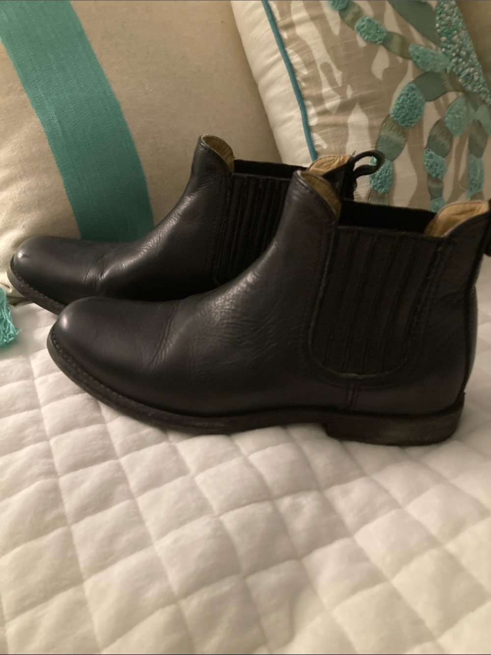 FRye Black Leather Ankle Booties. Size 7.
